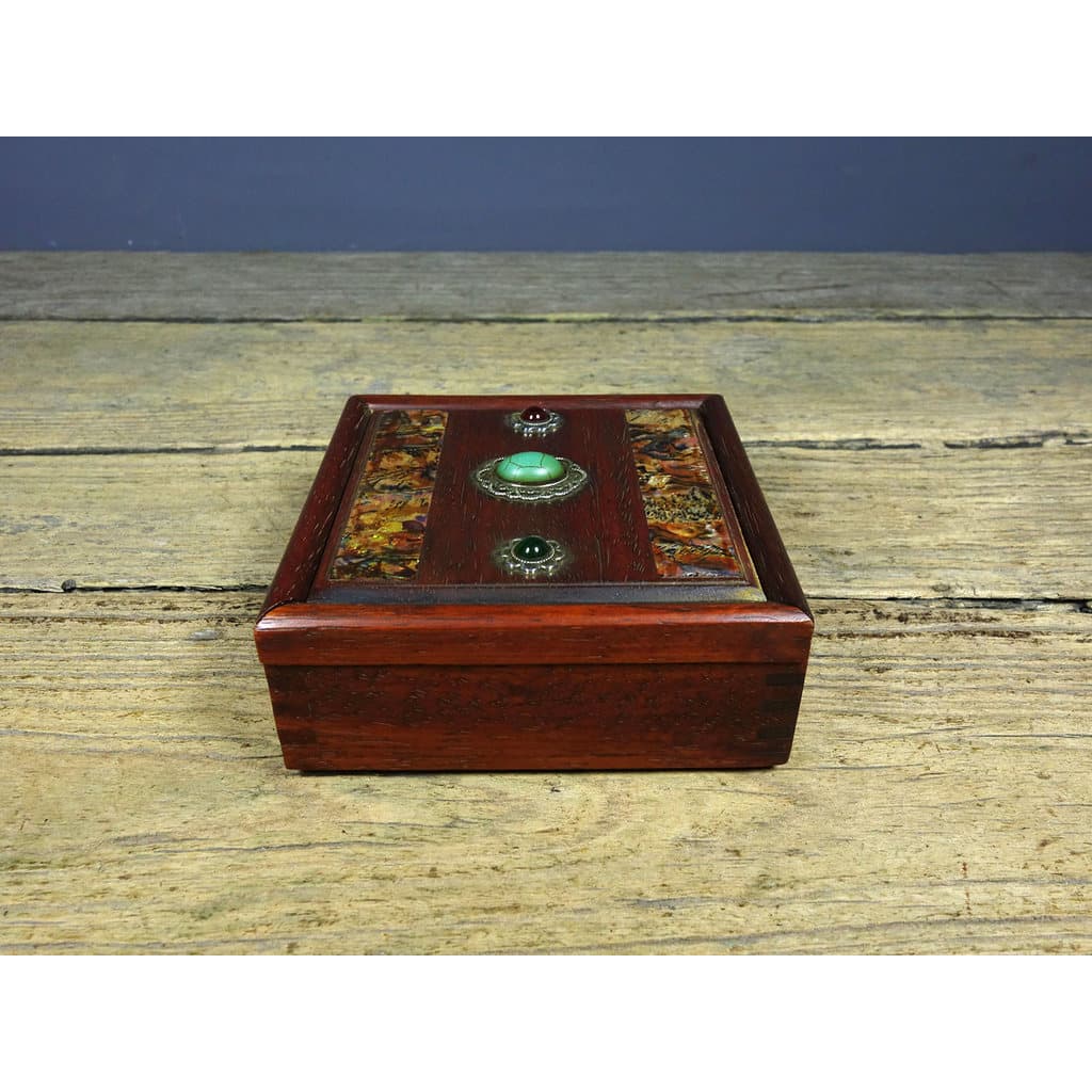 Estilo Retro jacarandá antigo tibetano antigo caixa de jóias concha Luodian incrustado puxar Gem Luban jóias ornamentos