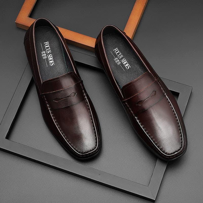 Sapatos de ervilhas masculinos na moda couro genuíno sapatos masculinos 2026 novo estilo High-End mocassins de sola maci