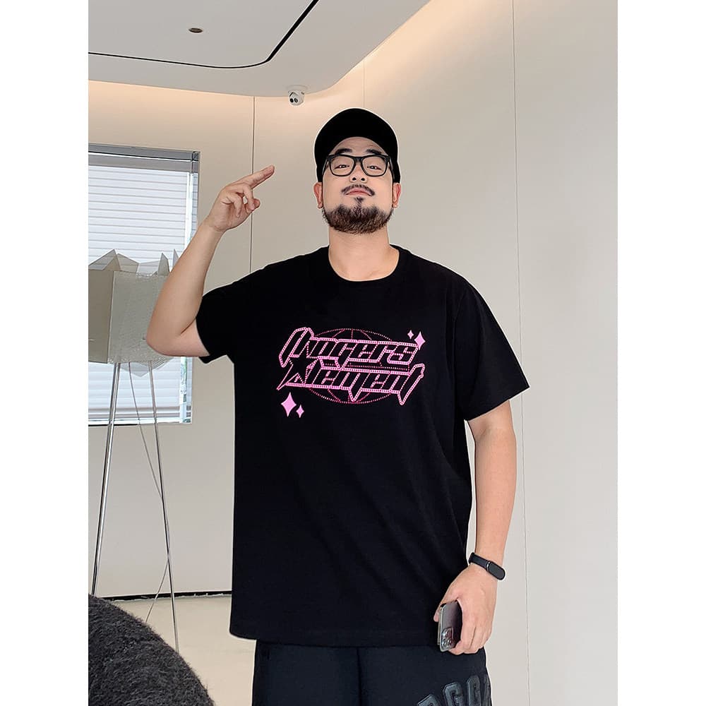 VHITOSUN VHITOSUN Plus Size Camiseta Masculina Gorda Camiseta Masculina Solta Verão Quente Diamante Camiseta de Manga Cu
