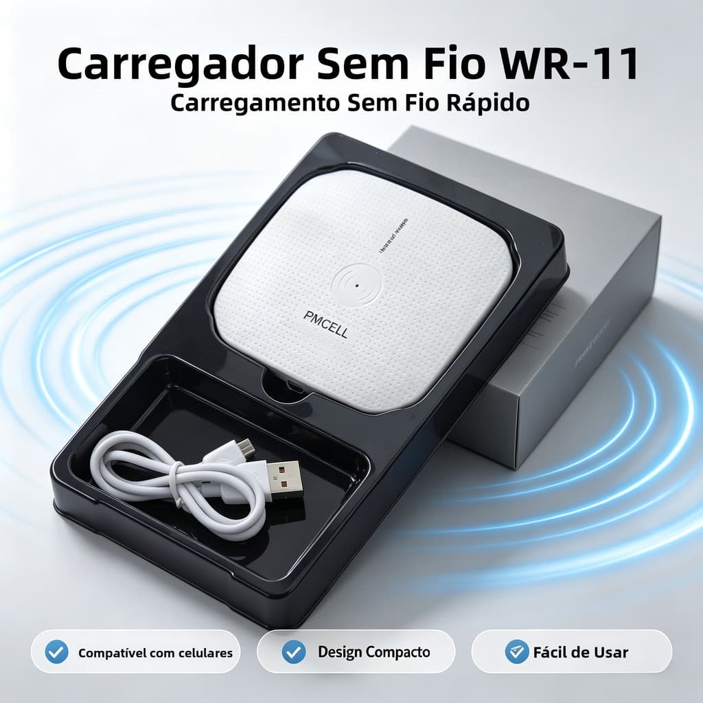 Carregador Sem Fio Por Indução Wireless Bivolt Universal