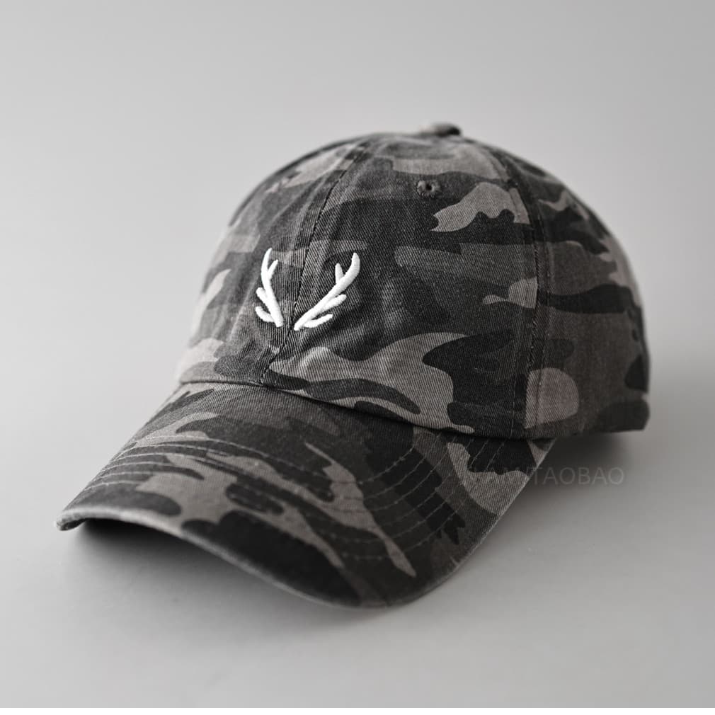 Boné de beisebol camuflado bordado com chifres exclusivos, masculino, feminino, casais, tendência da moda, legal e bonit