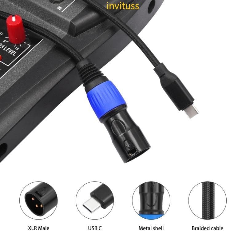 Inv USB Type C Estéreo Balanceado Para Conectores Adaptadores XLRs 3 Pinos Câmeras