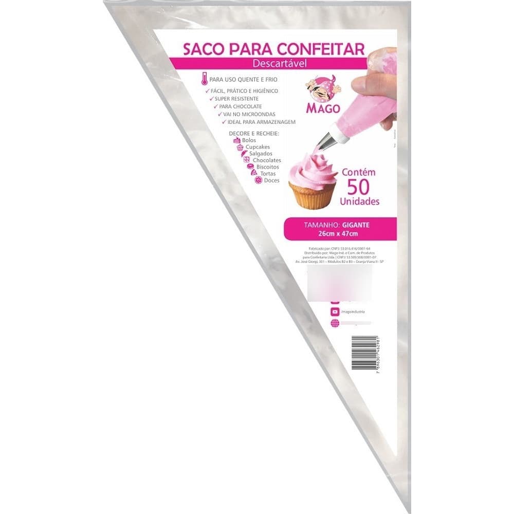 Kit 100Un Manga De Confeiteiro Descartável Resistente Gigante