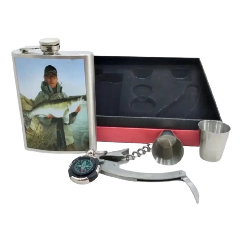 Kit Cantil  236 Ml 2 Copos 1 Bussola Canivete Abridor Rolhas