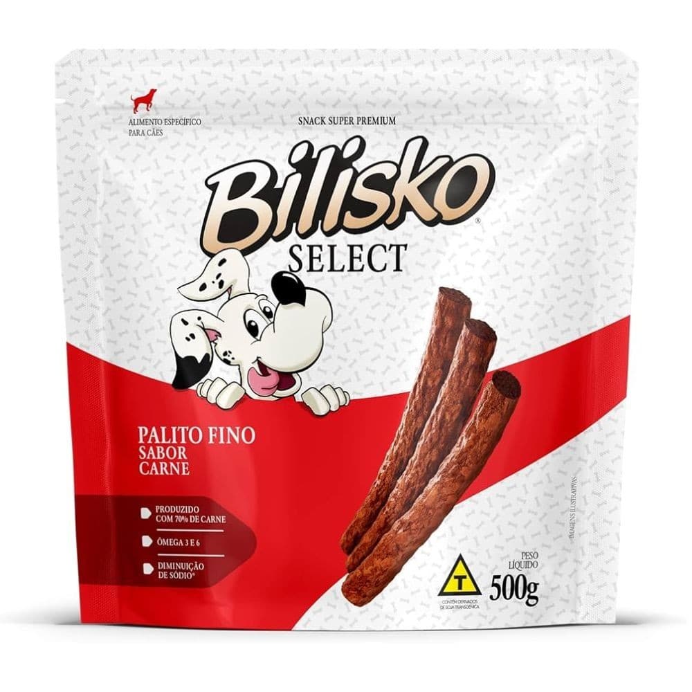 Petisco Bilisko Palito Fino Cães Carne 500g