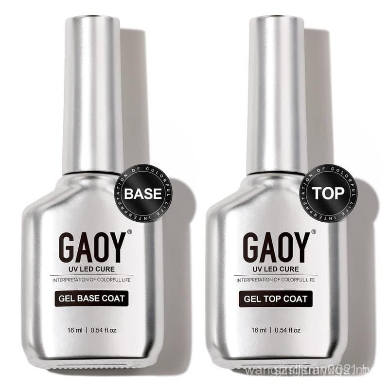Conjunto GAOY de 2 Peças de 16ml de Top Coat e Base Coat em Gel Transparente, Combinação de Base Sem Resíduos para Esmal