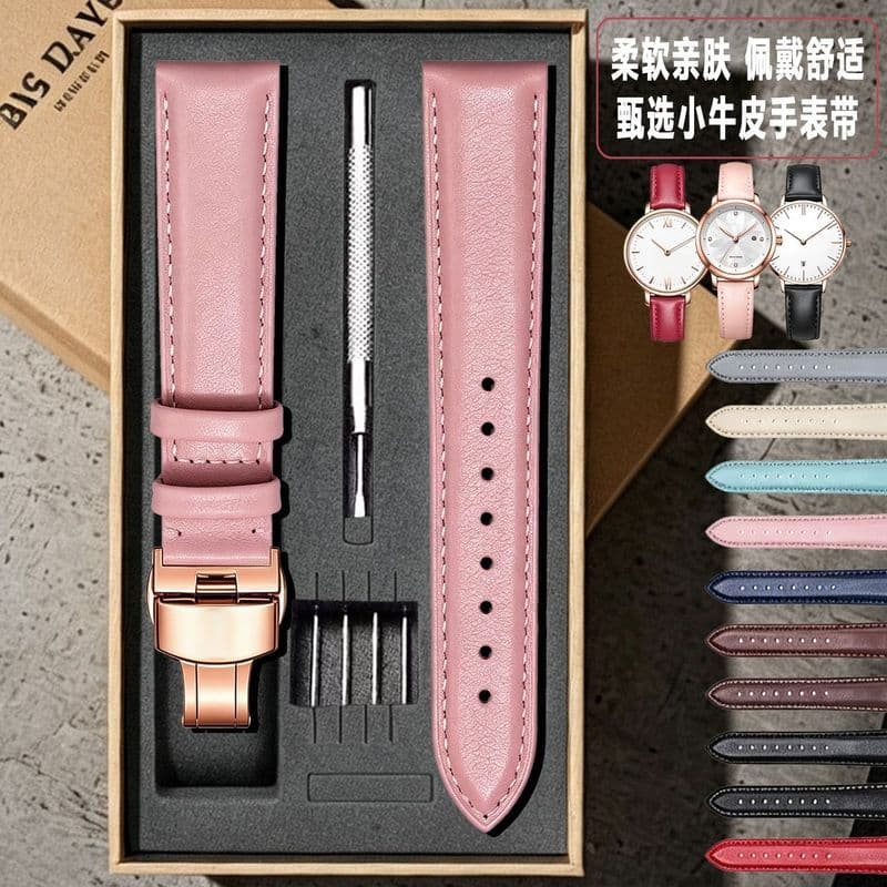 R ROSSINI ROSSINI Adequado para Mulheres Pulseira de Couro Genuíno Macio Pulseira Borboleta Fivela Acessórios de Relógio