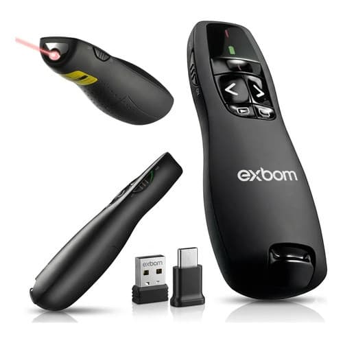 Apresentador Passador de Slides Sem Fio 2.4G PowerPoint Ponteiro Laser USB USB-C Type-C