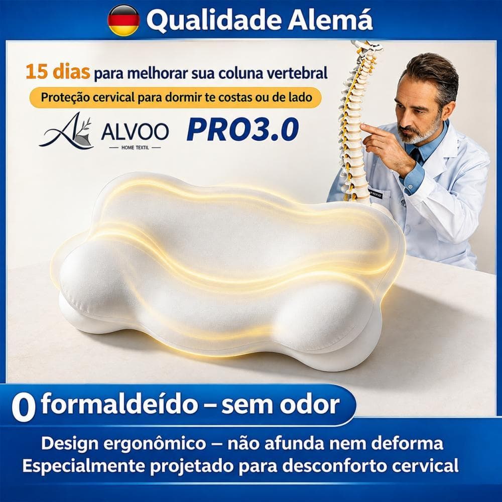 【ALVOO PRO3.0】Travesseiro Nuvem cervical para combate a dores na coluna, dores de cabeça - viscoelastico fronha lavável