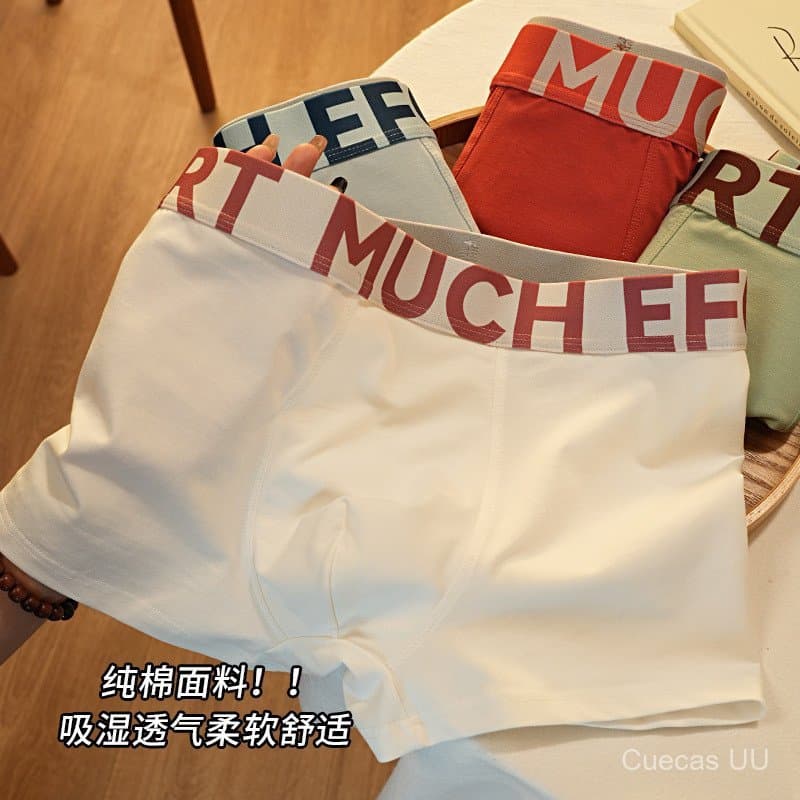 Cuecas boxer masculinas de algodão puro, cuecas boxer com estampa de letras da moda juvenil, shorts respiráveis de cintu