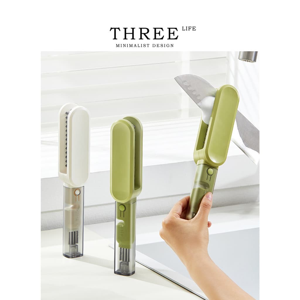 Tlife · Pendurar · Escova de limpeza 4 em 1 Faca Escova de lavagem Talheres de cozinha Pauzinhos Talheres Escova dupla f