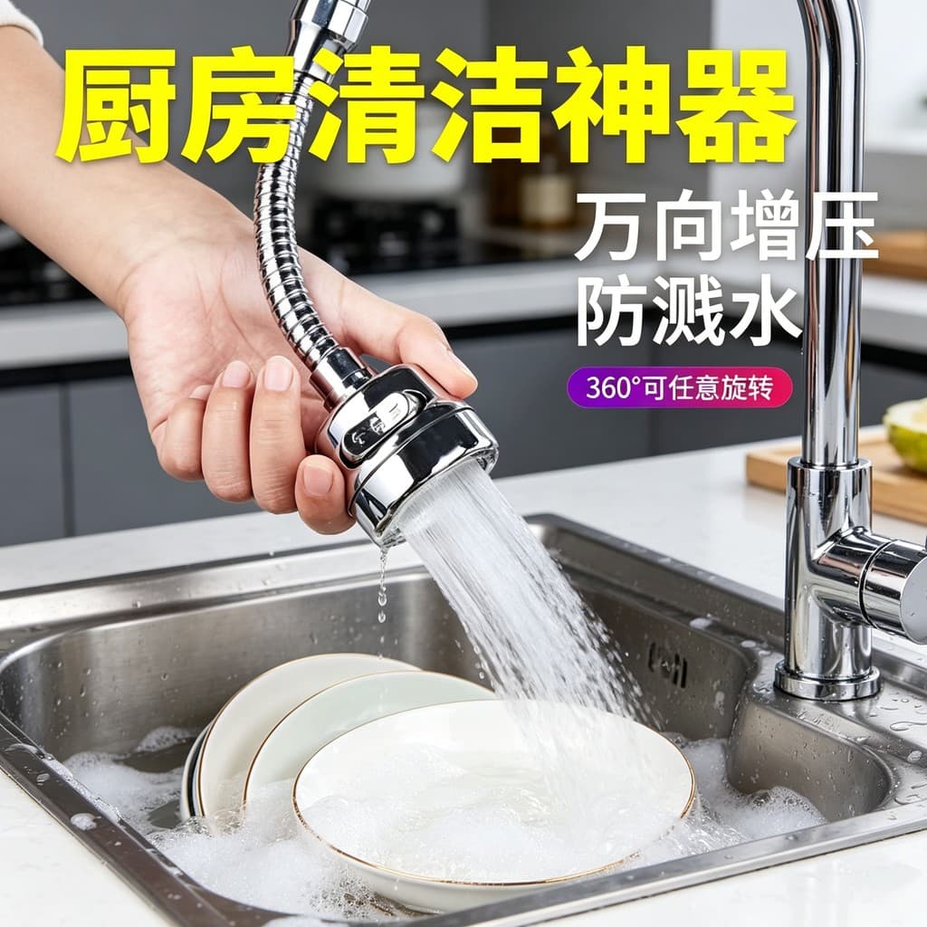 Torneira para lavatório de cozinha, extensor universal, saída de mangueira rotativa, pressurizada, à prova de respingos,