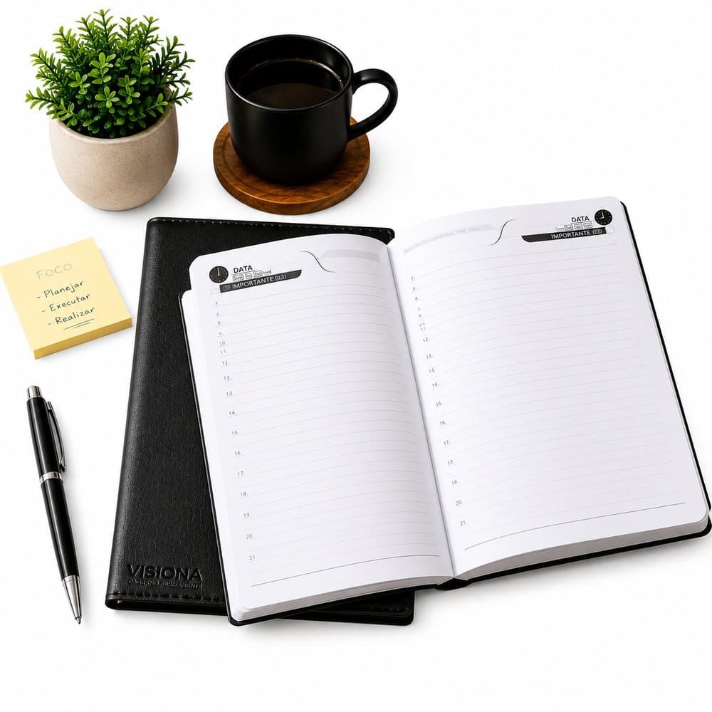 Agenda Anual 2027 Executiva 168 Folhas Preta Planejamento Animativa