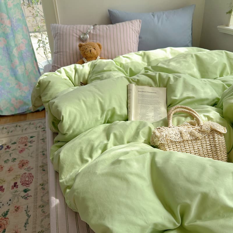 Verão Qingfengxin INS pequena arte fresca dopamina Mix Match série algodão conjunto de quatro peças dormitório cama