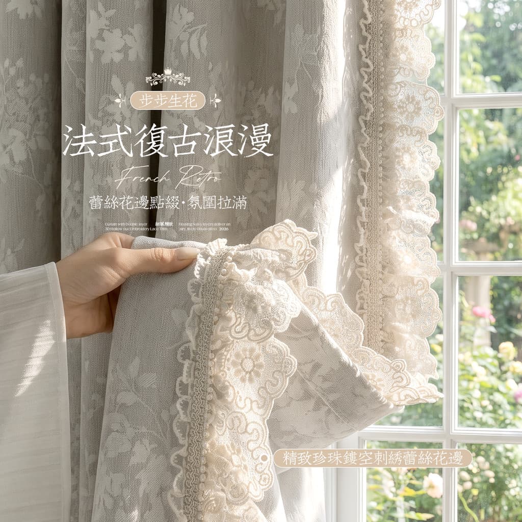 Cortina de Chenille dupla face estilo creme romântico francês sombreamento 2026 novo estilo sala de estar quarto Premium