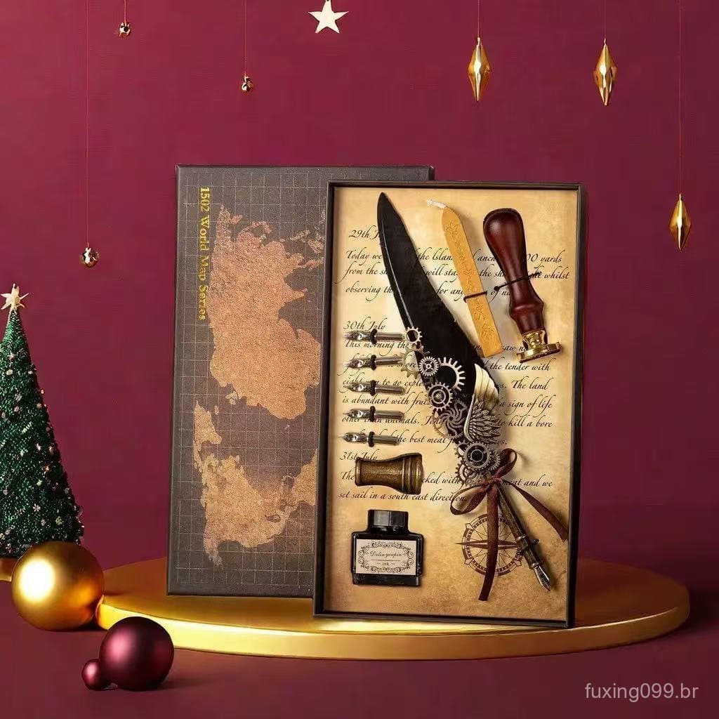 Kit de Caligrafia Vintage com Tinteiro e Caneta de Pena Inspirado em Harry Potter