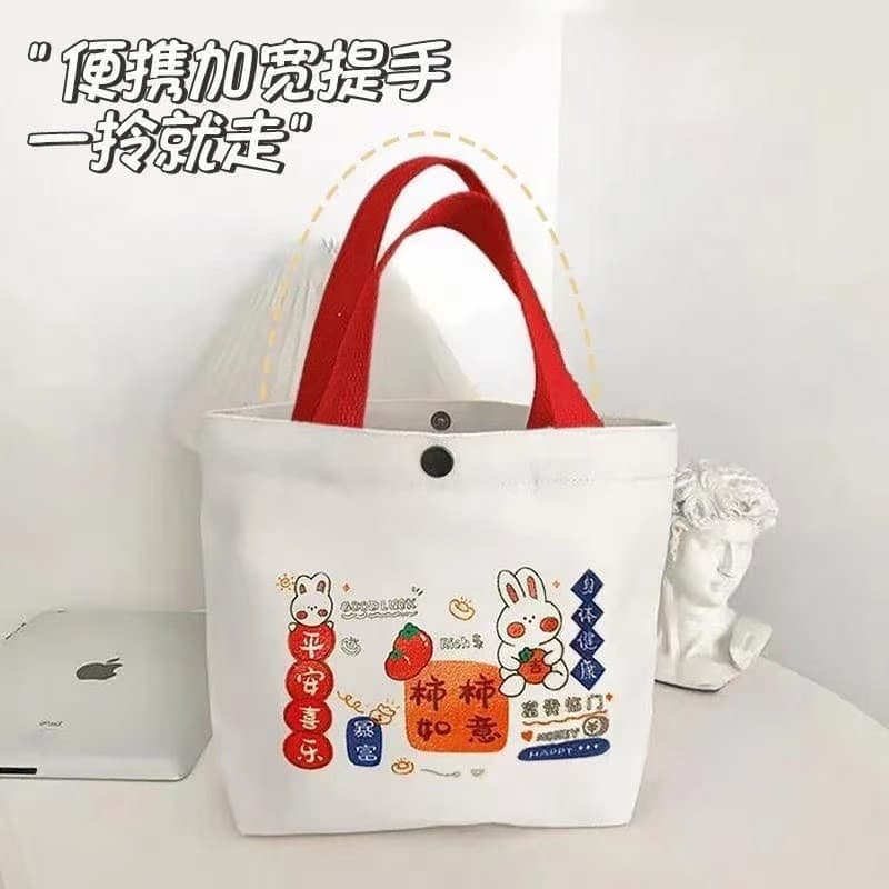 Novo caqui Ruyi bolsa de lona bolsa pequena quadrada moda Casual bonito almoço bolsa bolsa
