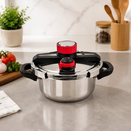Panela Pressao Inox Alta Qualidade Capacidade 4 Litros Rápido Seguro Duravel Indução Gás Fechamento Externo