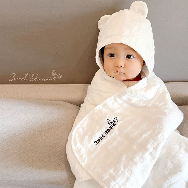 Estilo alemão High-End envoltório do bebê recém-nascido algodão absorvente gaze crianças com capuz manto envoltório toal
