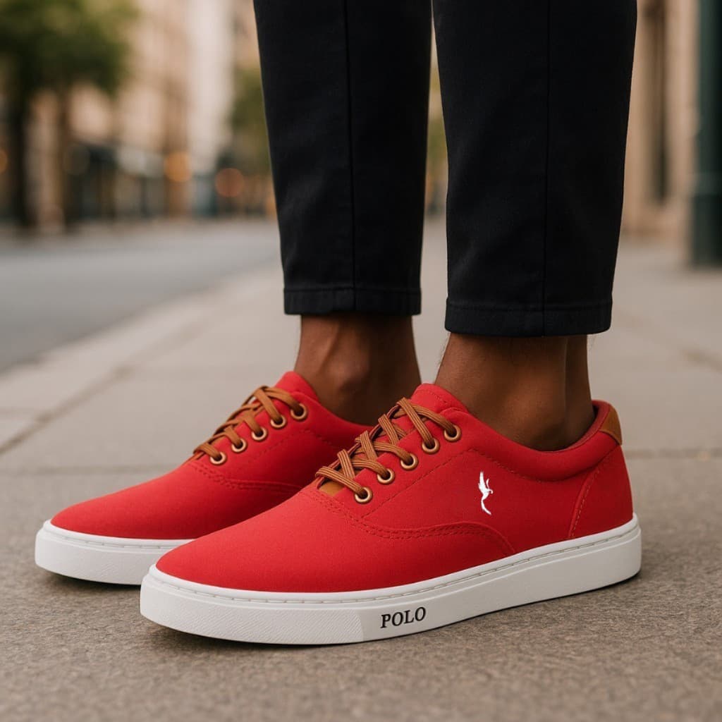 Tênis Masculino Vermelho Super Leve Para o Dia a Dia