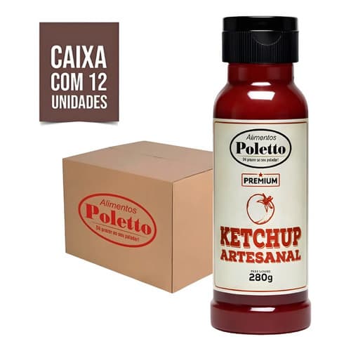 Caixa Kit 12 Ketchup Artesanal Gourmet Premium Poletto 280g