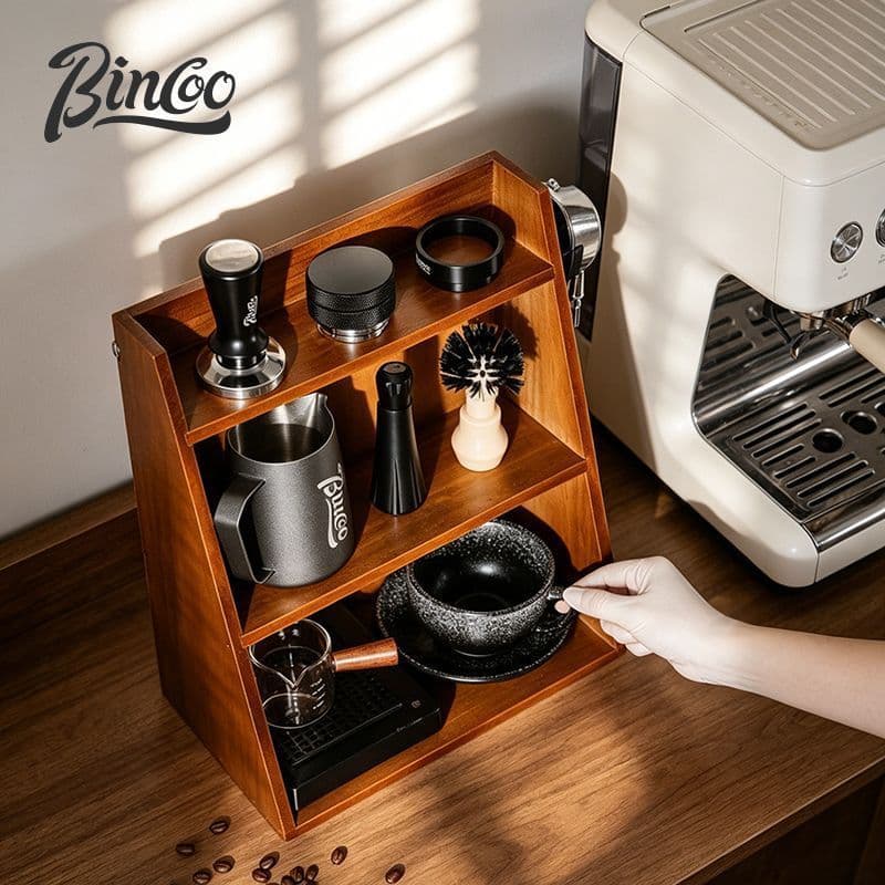 Bincoo rack de armazenamento de eletrodomésticos de canto de café doméstico rack de armazenamento de copo de café ferram