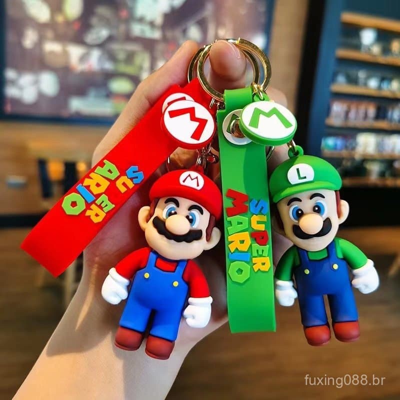 Chaveiro Automático de Mochila Fofa de Dinossauro Princesa Yoshi Série Gorila Mario Bros. Animado