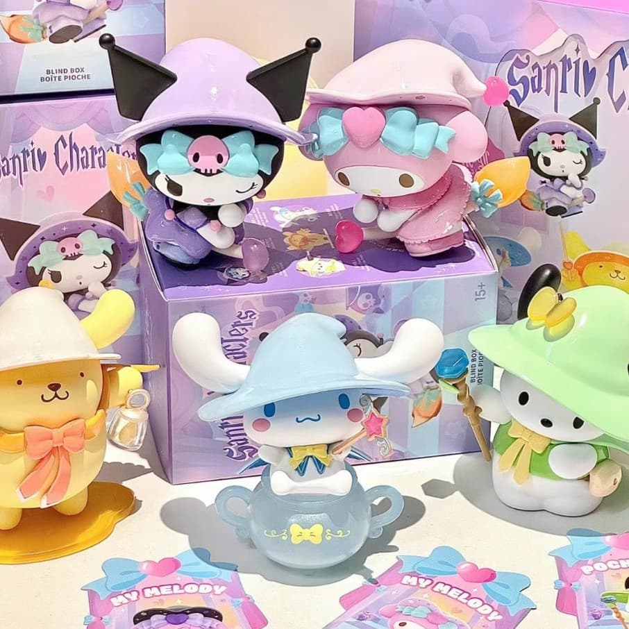 Nova Kuromi história mágica Sanrio caixa misteriosa melodia na moda jogar boneca decoração de mesa boneca presente anive