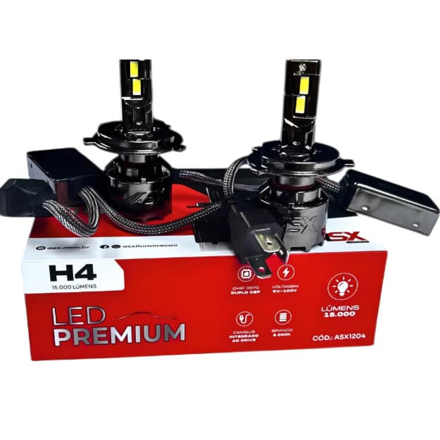 Par Ultra Led Premium H4 Asx 18000 Lúmens 6000k