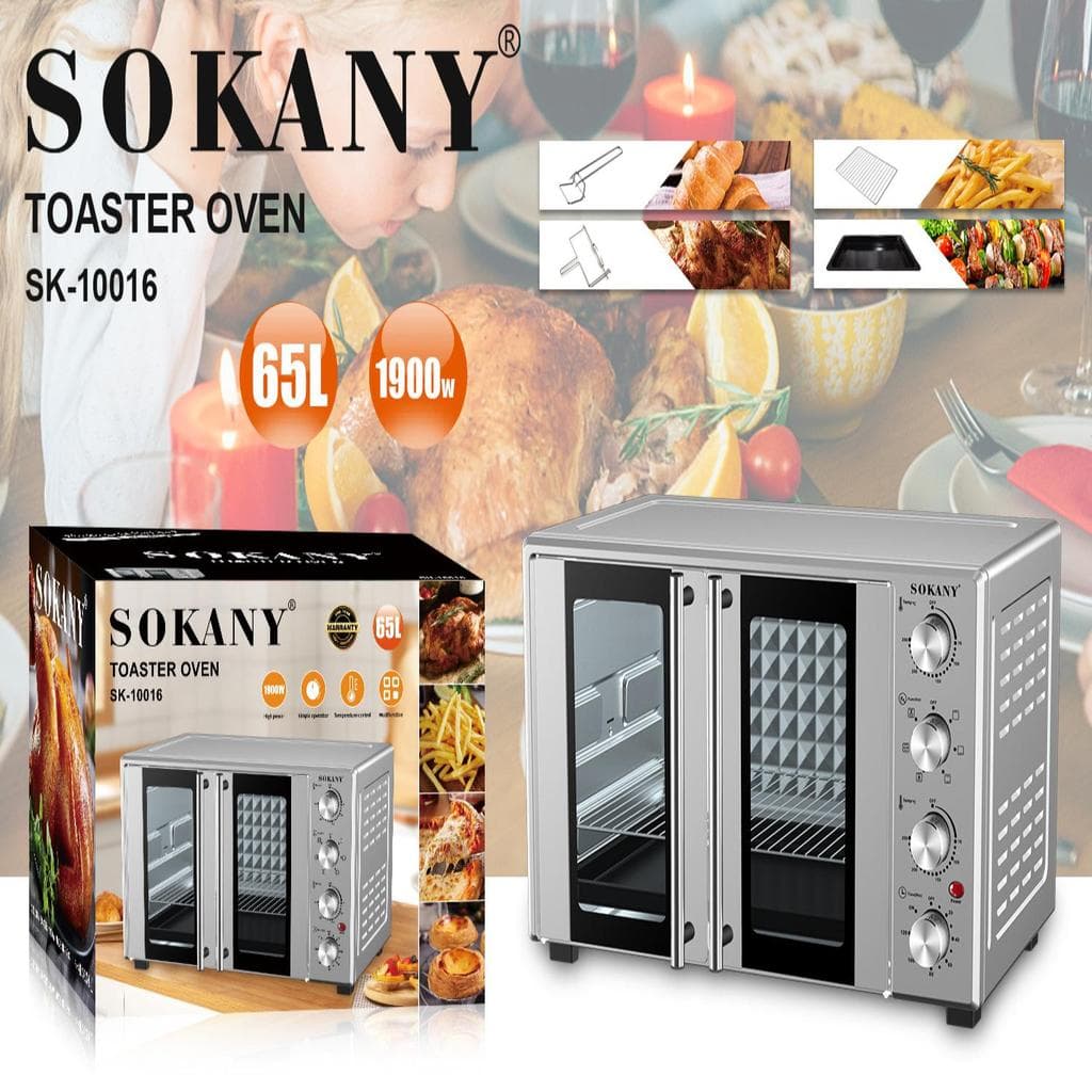 SOKANY10016 Forno Elétrico Forno de Porta Dupla 60L Forno Elétrico de Grande Capacidade Forno Doméstico Multifuncional