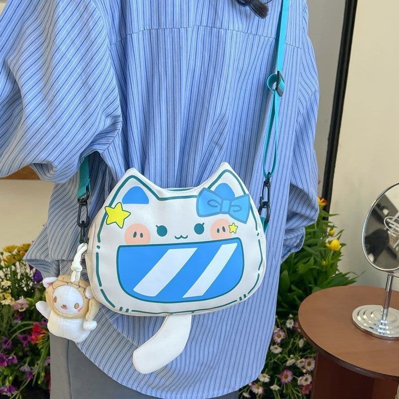 Novo gatinho bonito crossbody saco do telefone móvel estudante menina moda pequeno saco dos desenhos animados pai-filho