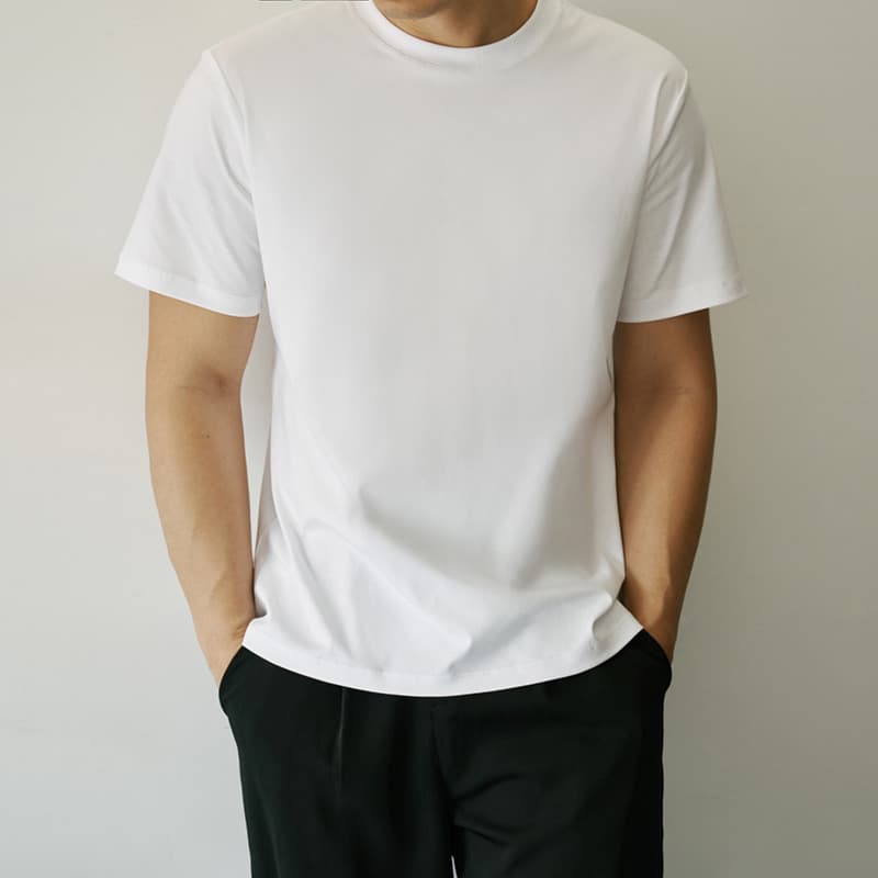 Legal Manga Comprida Algodão Masculino Camiseta Verão Novo Estilo De Curta Em Torno Do Pescoço Casual Moda Topo