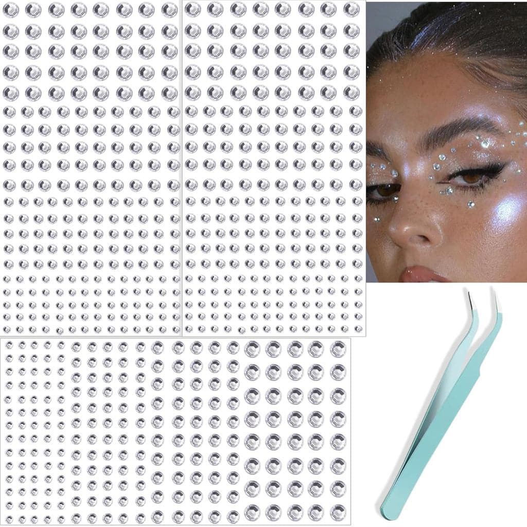NOOEPC 660 peças de pedras decorativas para o rosto e para o cabelo, joias autoadesivas para o rosto e para os olhos, st