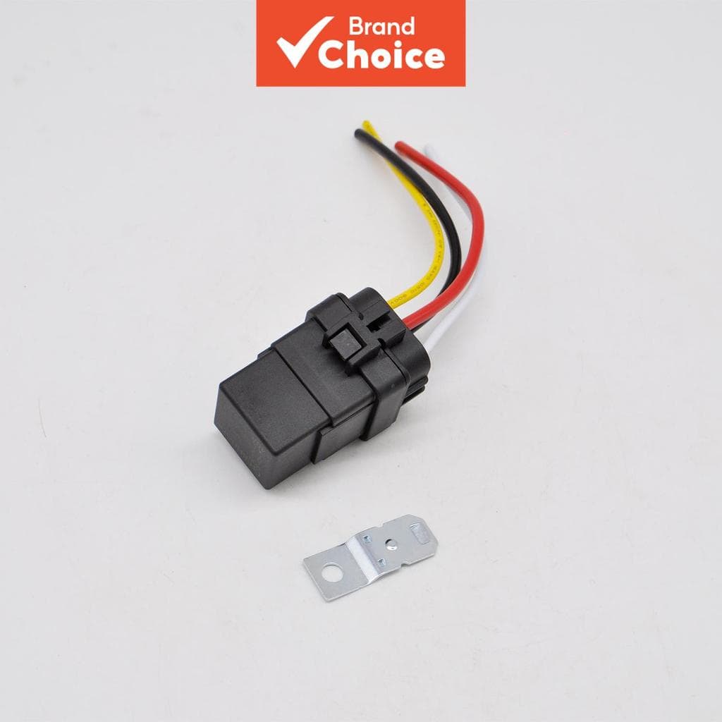 Kit de Relé Automotivo 4P 12V 40A SPST com Soquete de Chicote 12AWG+16AWG
