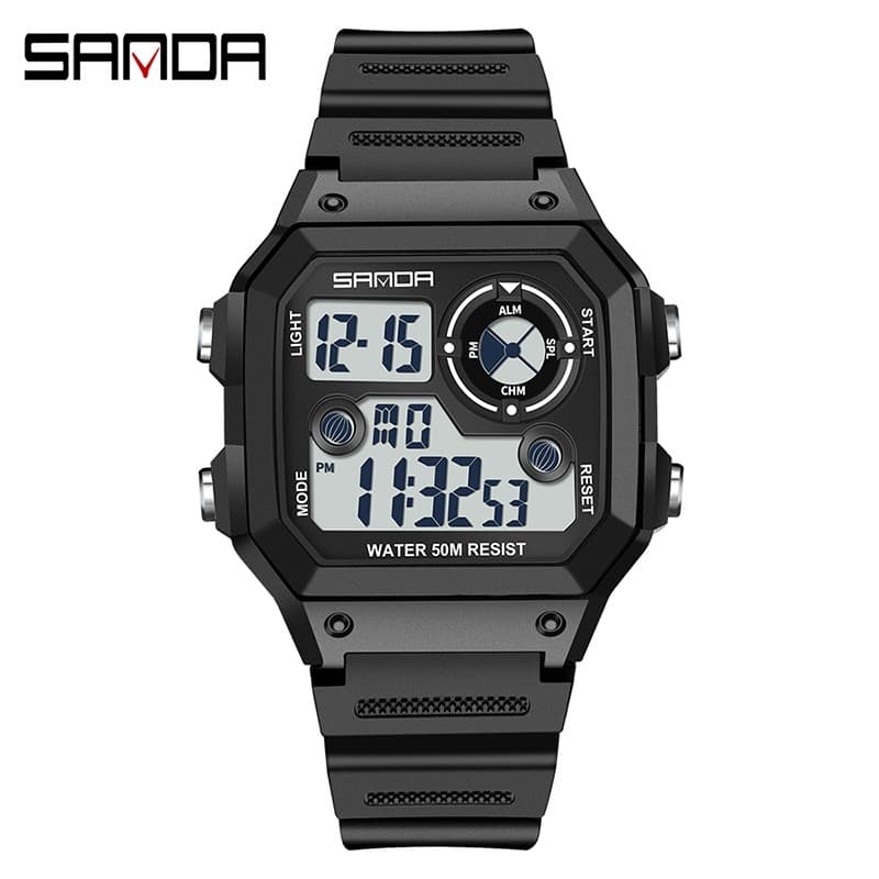 SANDA Display Digital À Prova D'água LED Relógio Masculino 418
