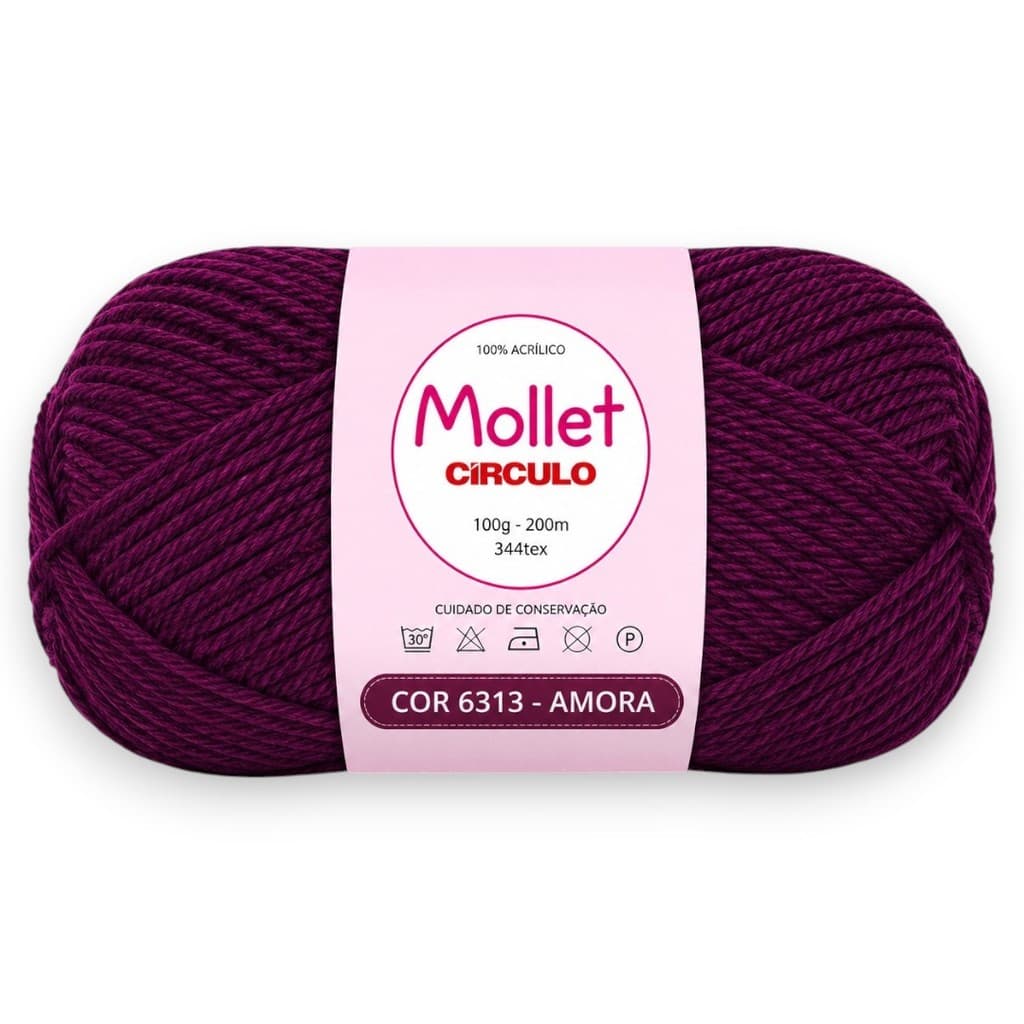 Fio Mollet Círculo 100g 200m Cor 6313 Amora – 100% Acrílico