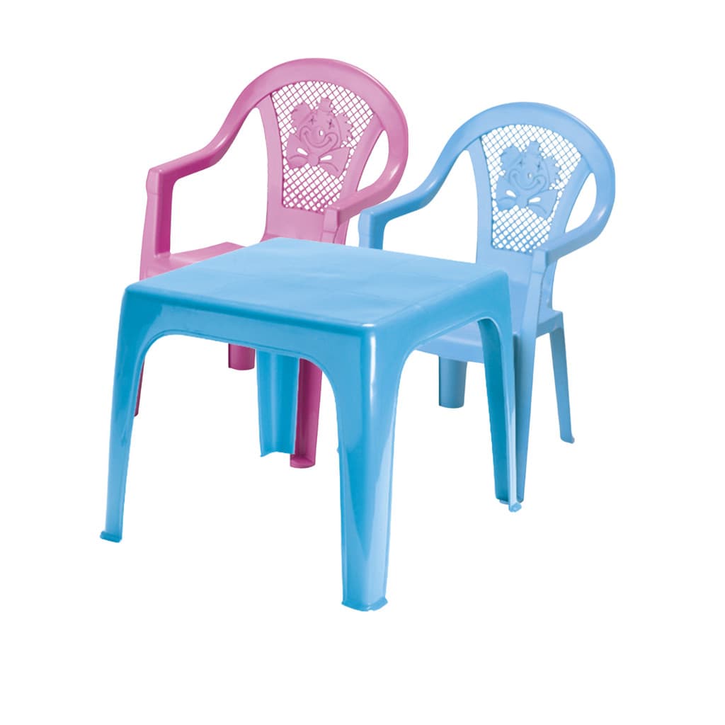 Mesinha Kids Infantil Azul 46x38Cm + 2 Cadeiras Poltroninha Azul e Rosa
