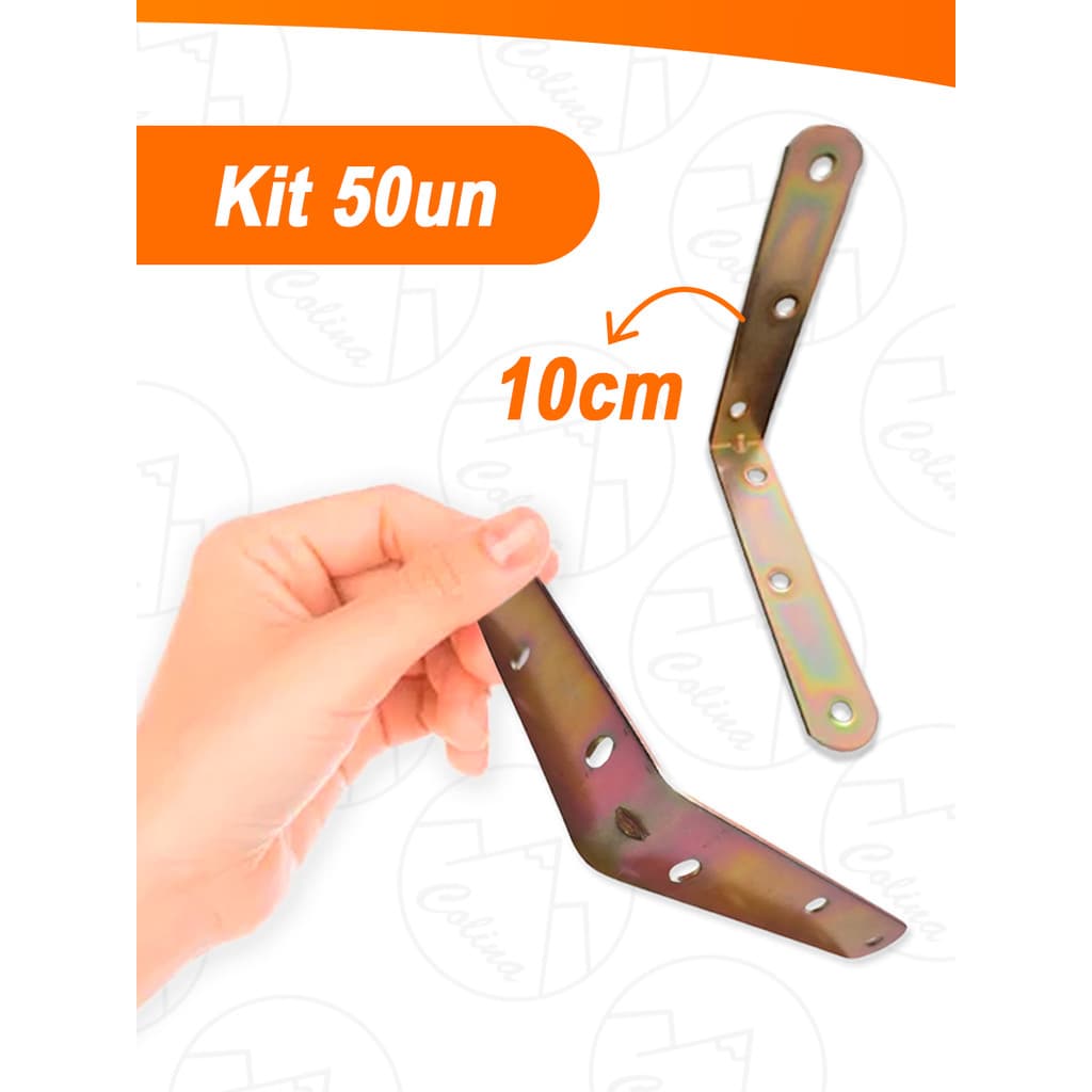 Kit 50 Cantoneiras Para Moveis Bicromatizada De 10cm