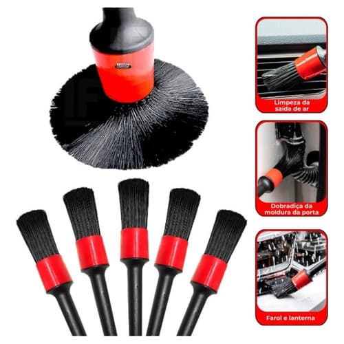 Kit Pincel De Limpeza E Higienização Automotiva 5 Unidades