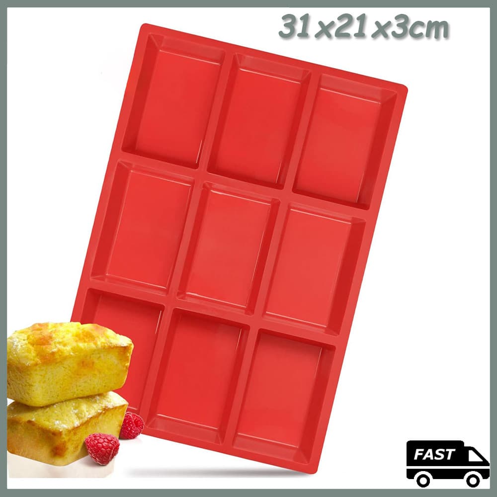 forma de pão com 9 cavidades de silicone formas antiaderentes para muffin de fácil liberação forma de pão retangular
