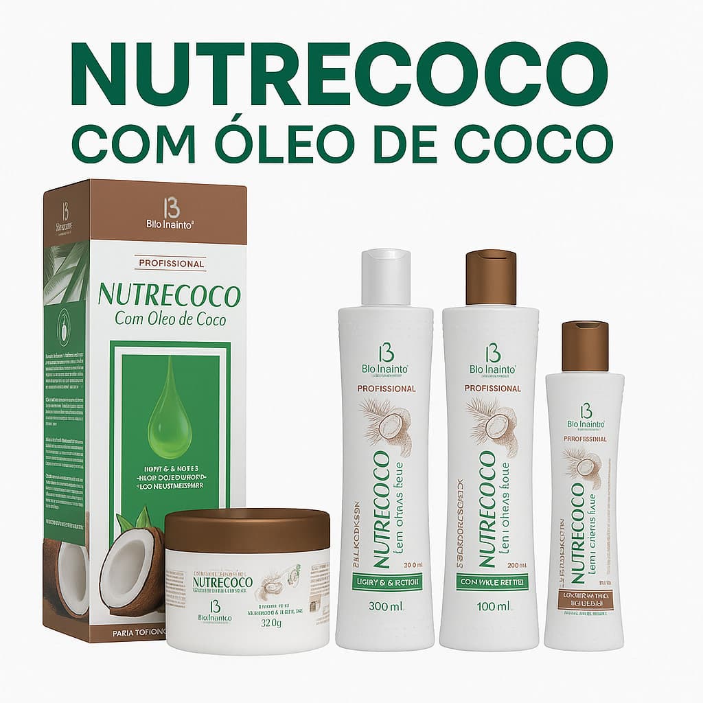 Kit Capilar 4 Itens Nutrecoco Hidratação Shampoo Condicionador Mascara Creme de Pentear Bio Instinto