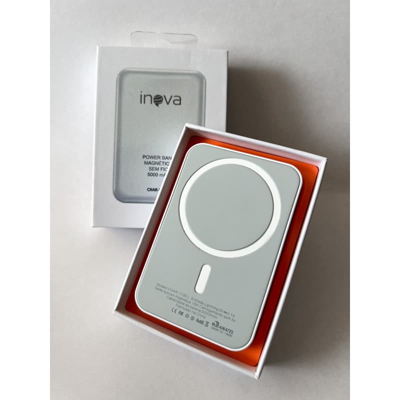 PowerBank Carregador por Indução Magnético IPHONE 10W sem Fio 5000mAh INOVA