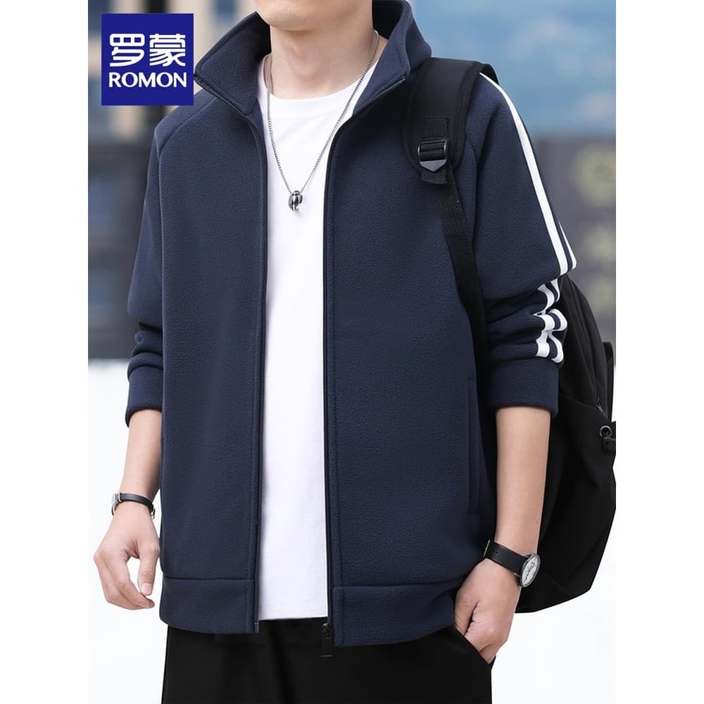 Lomon Polar velo moletom masculino outono novo estilo Cardigan gola alta jaqueta de lã na moda Casual jaqueta roupas mas