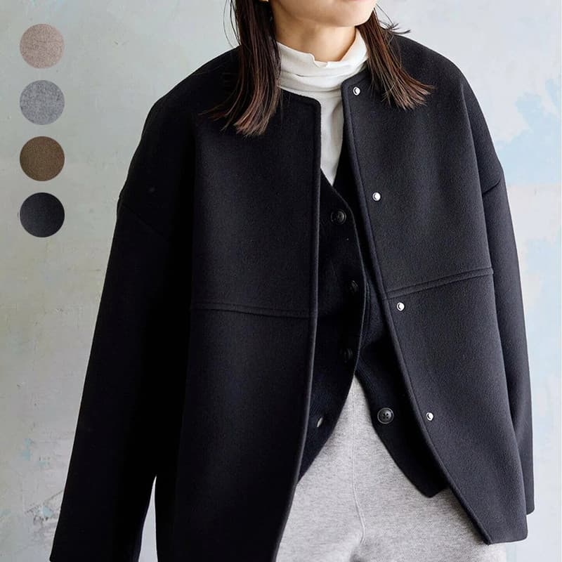 Amazon Cross-Border estilo japonês novo estilo outono inverno jaqueta curta temperamento feminino em torno do pescoço Re