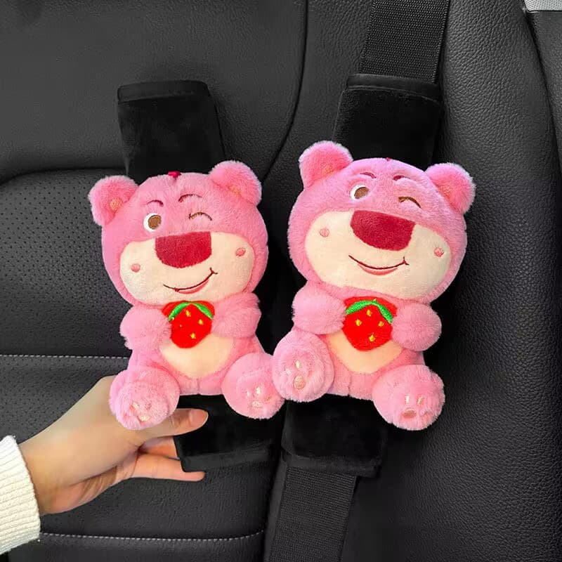 Novo Desenho Animado Morango Urso Boneca Capas De Cinto De Segurança De Carro Almofada Fofa Almofadas De Alça De Ombro P