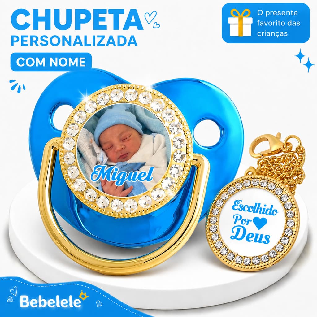 Chupeta para bebês com foto personalizada do bebê, chupeta de silicone sem BPA &HGSS