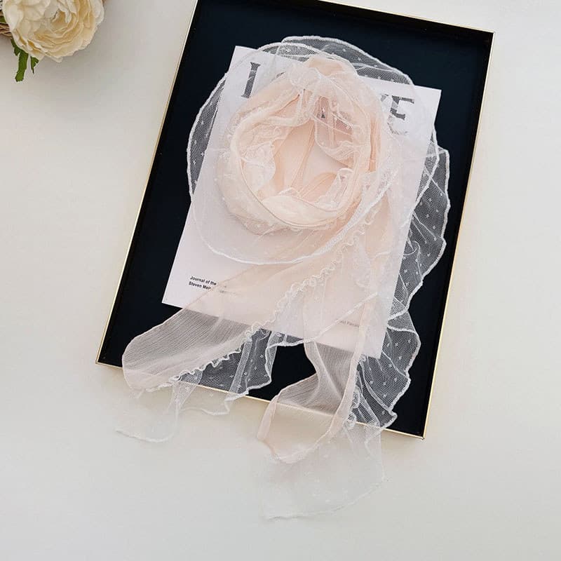 Japonês coreano estilo fada renda costura Chiffon longo lenço de seda plissado Streamer luz elegante decoração primavera