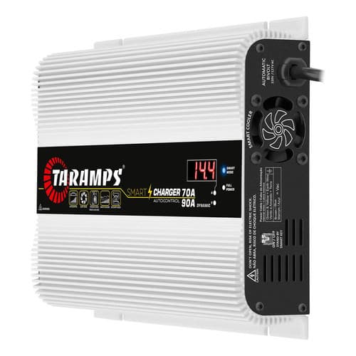 Fonte Automotiva 70a 90a Taramps Smart Charger Bivolt 70 Amperes Carregador Bateria Caixa Bob Som Automotivo Branco