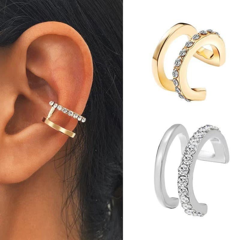 Tendência Transfronteiriça Clipe de Orelha Simples em Forma de C com Diamante Completo Moda de Celebridade da Internet C