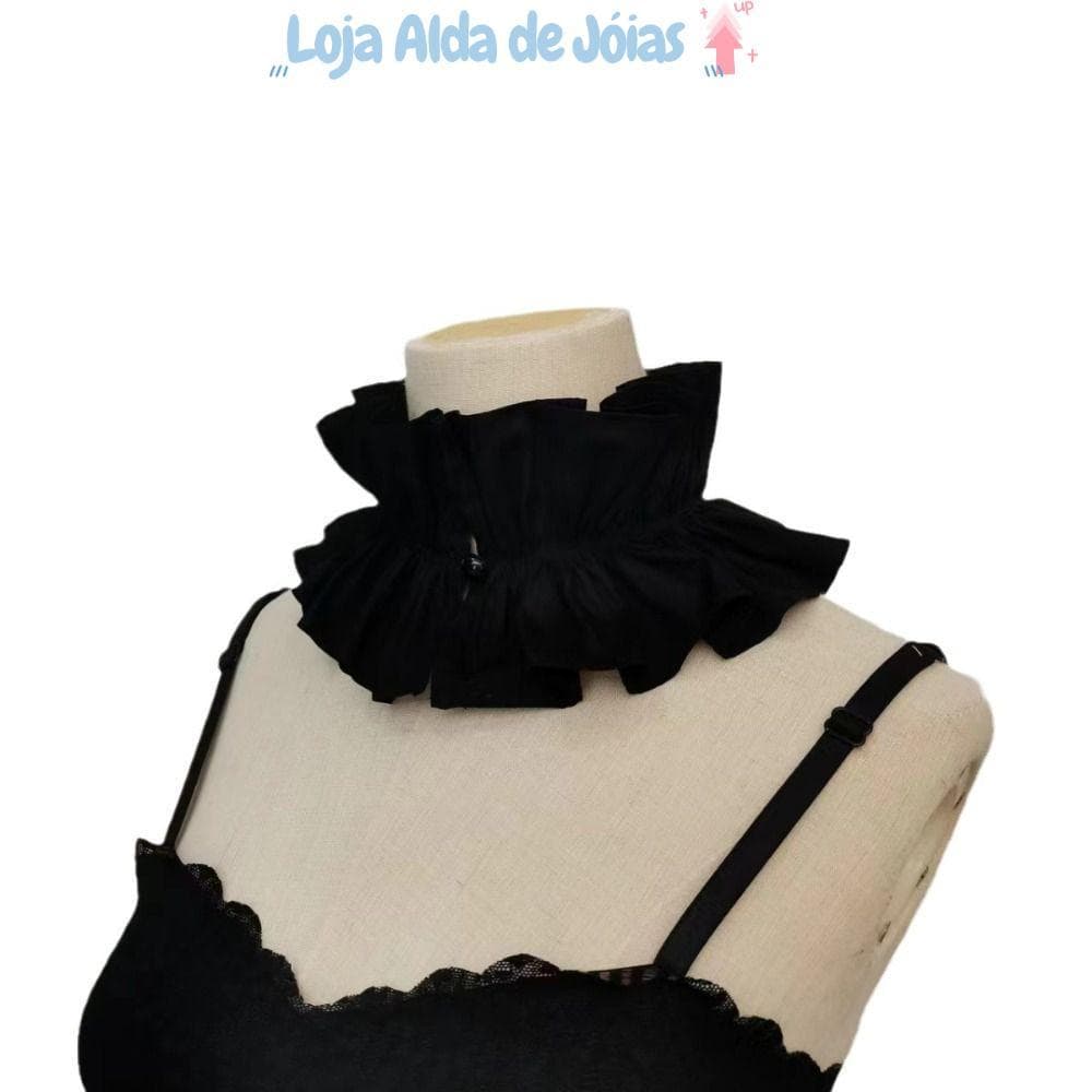 Colar Falso EMILEES , Preto Branco Destacável , Gola Decorativa De Cor Sólida Com Renda No Pescoço Babados